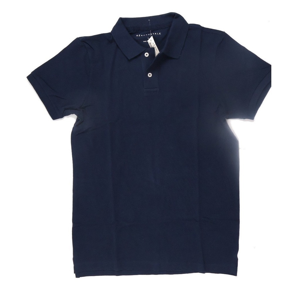 Aeropostale Polo Shirt Solid Navy Blue Large NWT